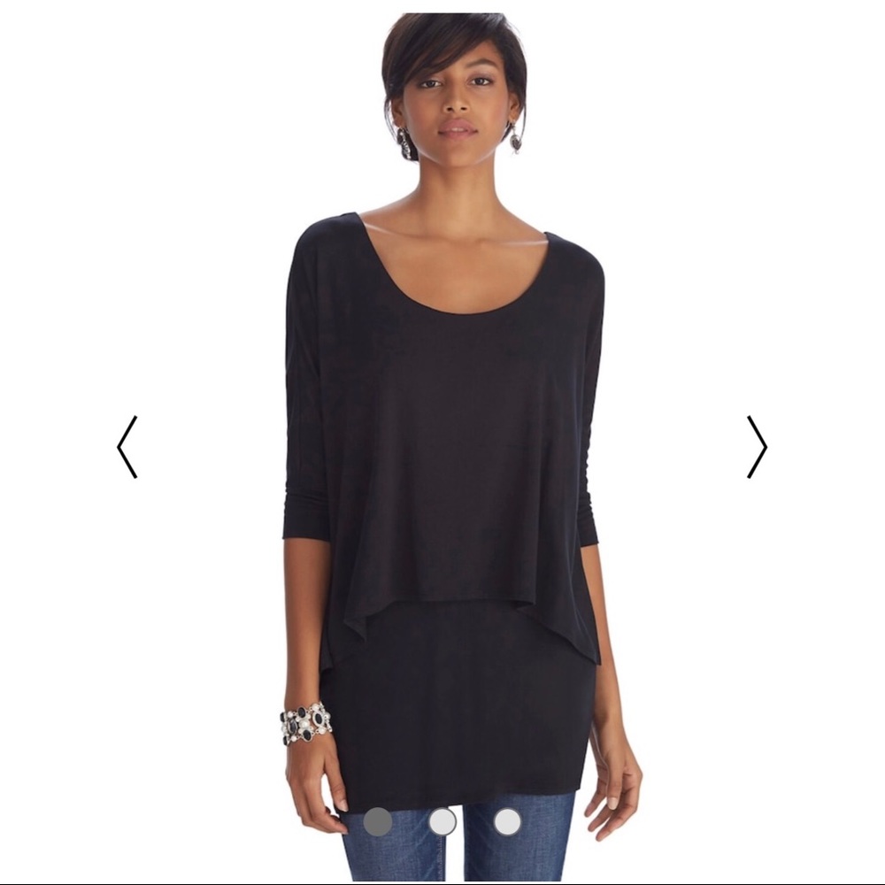 WHBM Stretch knit tunic top with double layers